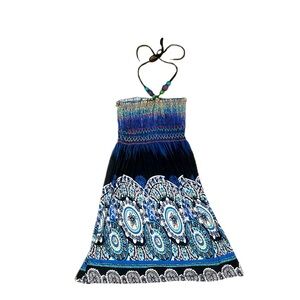 Bohemian Halter Bead Straps Beach Mini Dress vacation boho chic